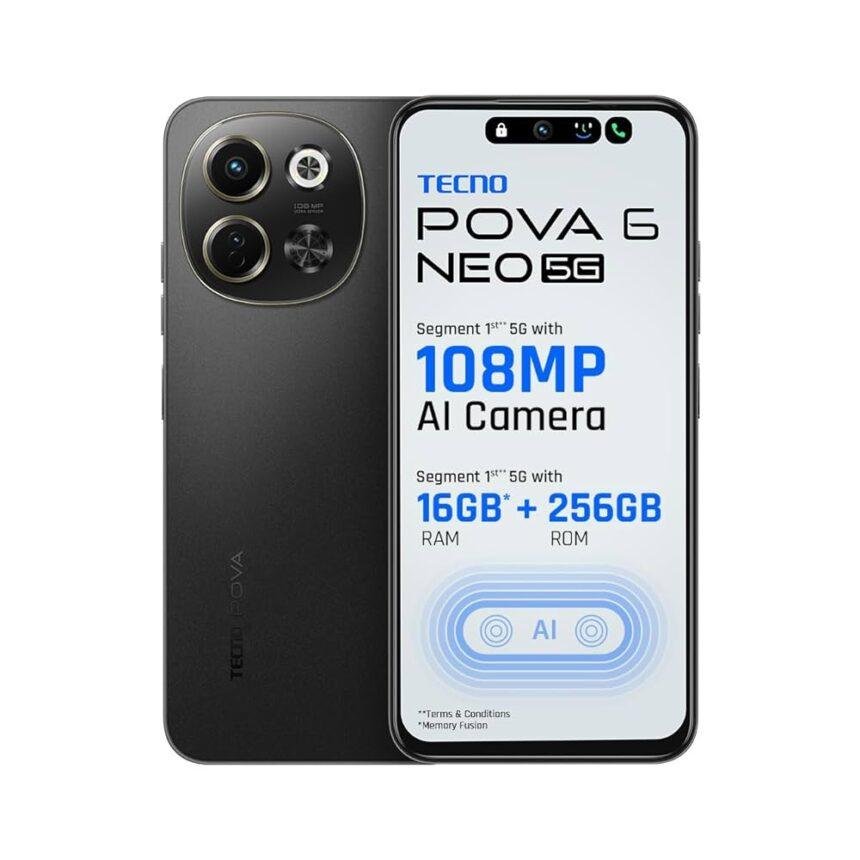 Tecno Pova 6 Neo 5G smartphone with 108MP dual camera and 120Hz HD+ display